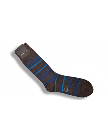 Alto Milano calcetín lana Andre gris rayas azules 2