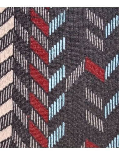 Alto Milano calcetín Elenos gris con espiga burdeos y azul claro 2