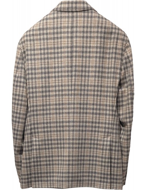 ALMIRANTE SEIS L.B.M. Americana Jack de cuadros en lana cashmere gris corte regular