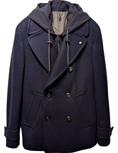 L.B.M. Abrigo chaquetón marinero azul con capucha desmontable