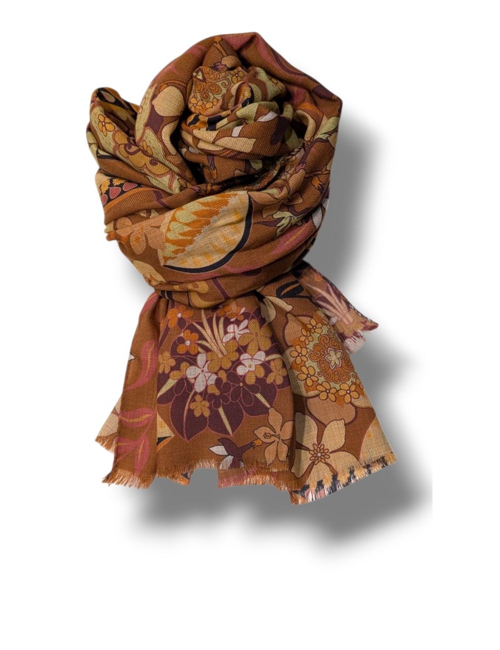 Arcuri Foulard Cric estampado floral ocre   | Almirante Seis Madrid