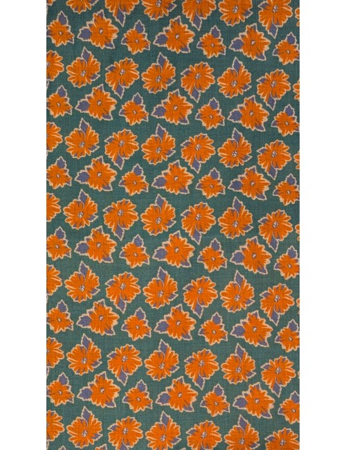 Arcuri Foulard Tec verde flores naranjas   | Almirante Seis Madrid