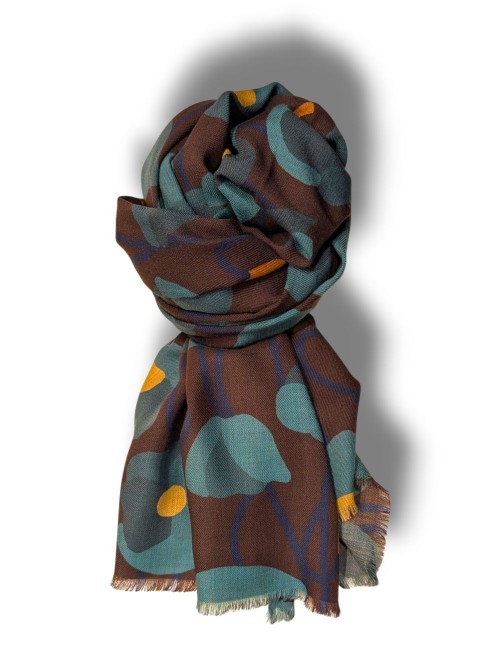 Arcuri Foulard Estampado floral marrón y verde  | Ego Madrid