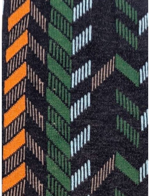 Alto Milano calcetín Elenos negro con espiga ocre y verde | Ego Madrid
