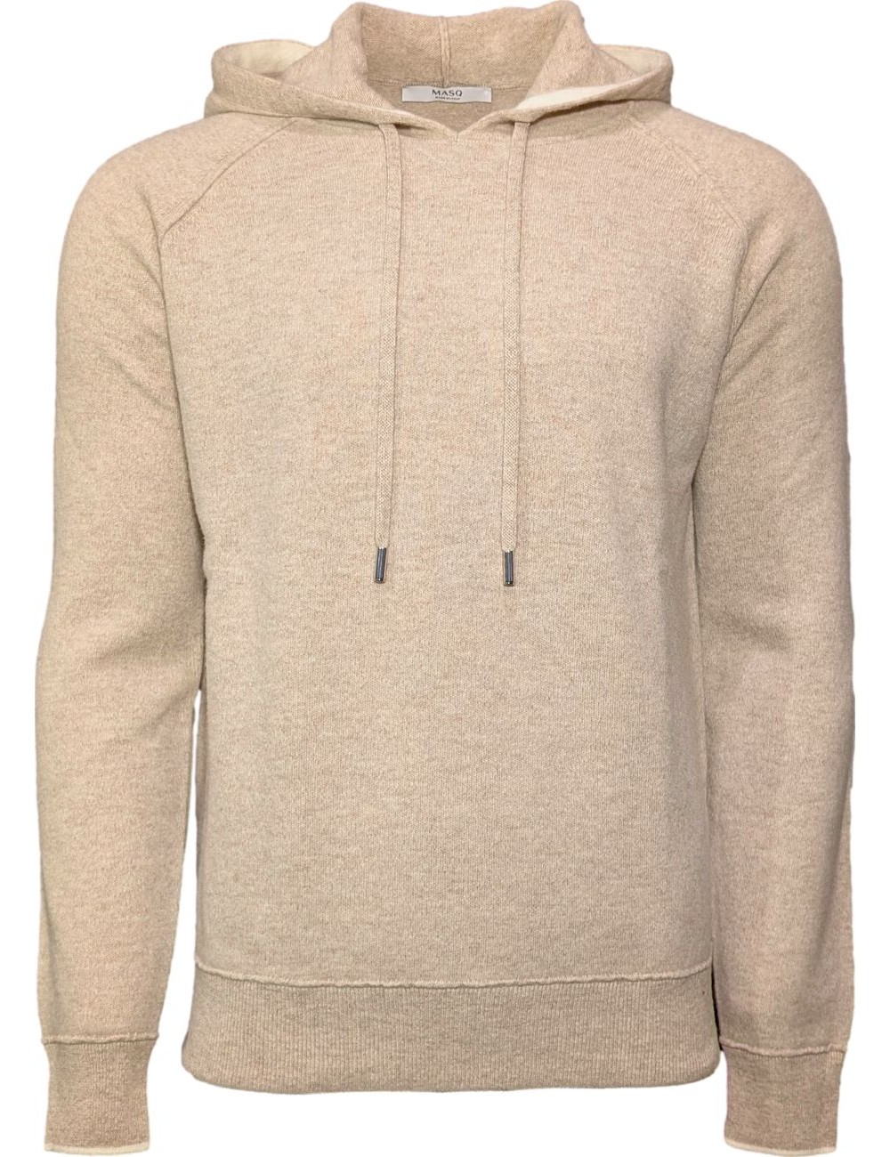MASQ Sudadera beige de punto con capucha