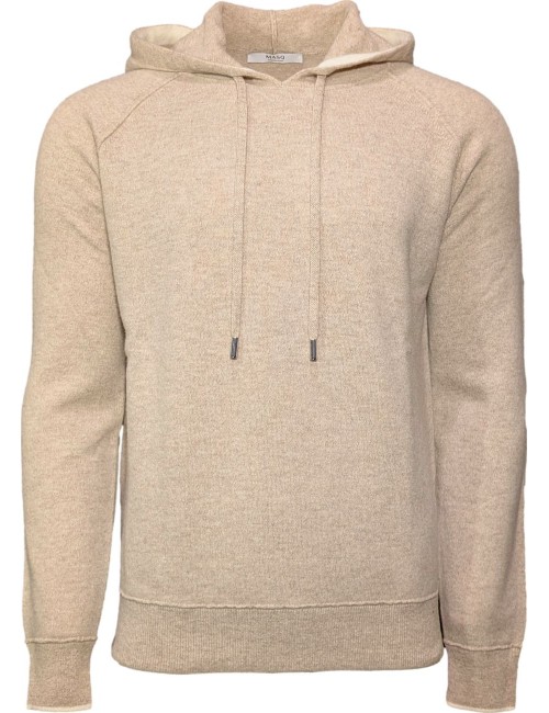 MASQ Sudadera beige de punto con capucha