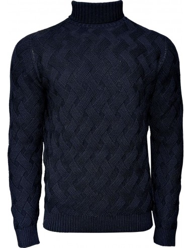 AROVESCIO Jersey sin costuras cuello alto Iris Cable azul marino