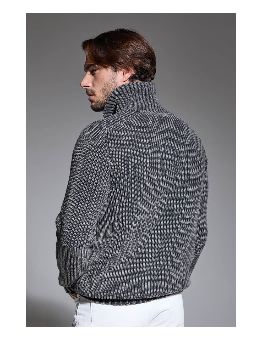 Arovescio Polo gris grafito con botones tinto Stone