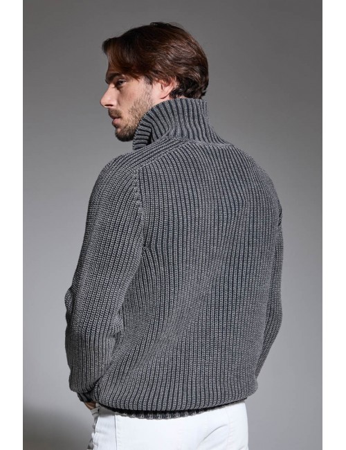 Arovescio Polo gris grafito con botones tinto Stone