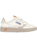 Autry zapatilla medalist low blanco piel rugosa talonera naranja