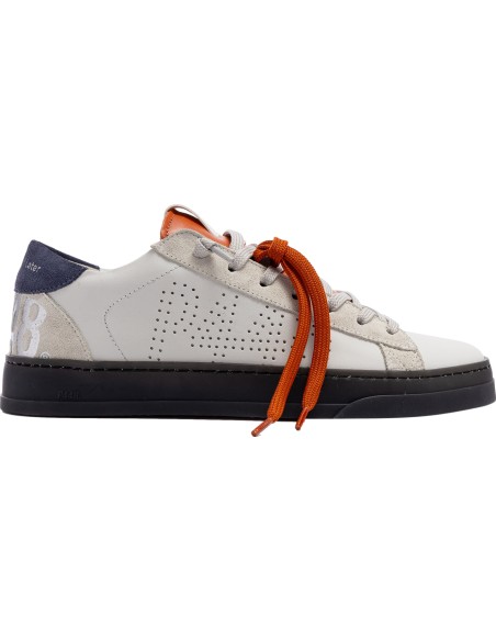 P448 Jack blanco contraste azul y naranja suela negra