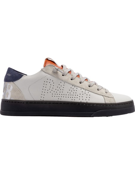 P448 Jack blanco contraste azul y naranja suela negra