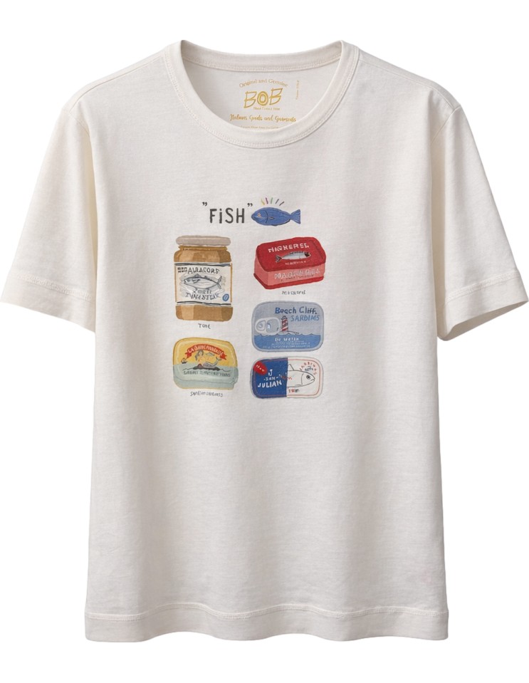 BOB Camiseta blanca manga corta Fish
