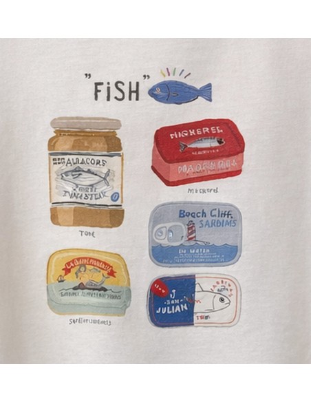 BOB Camiseta blanca manga corta Fish
