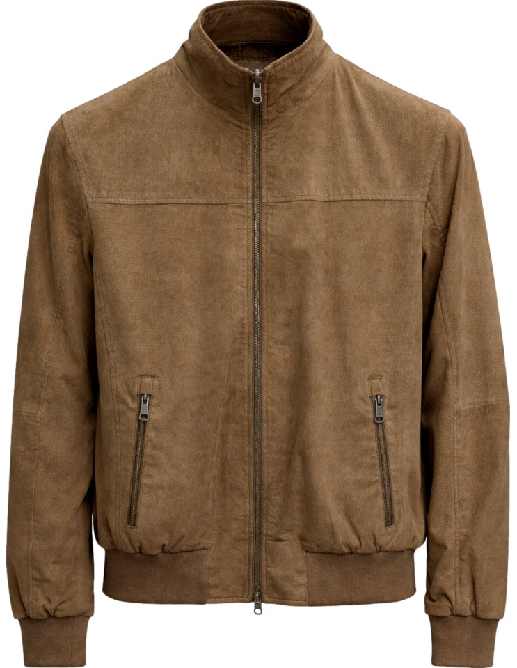 MABRUN cazadora bomber reversible ante microperforado y nailon Beige oscuro