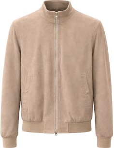 FRADI Bomber fina de piel super ligera beige clara
