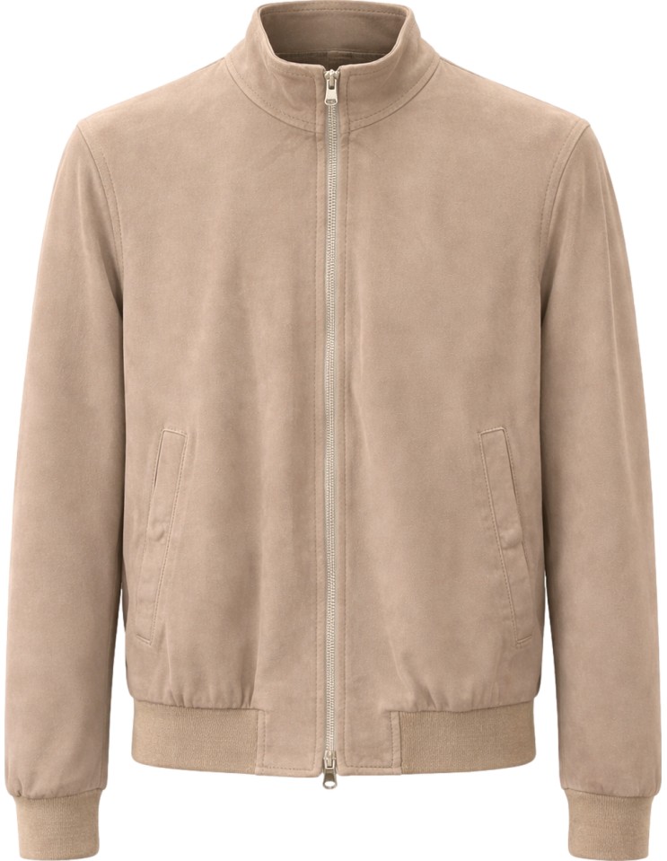 FRADI Bomber fina de piel super ligera beige clara