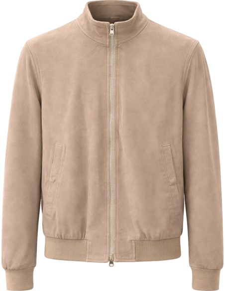 FRADI Bomber fina de piel super ligera beige clara