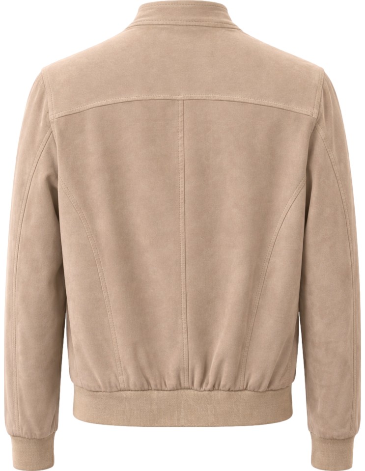 FRADI Bomber fina de piel super ligera beige clara