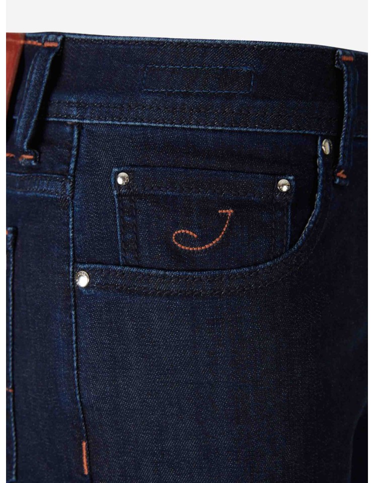 Jacob Cohën Jeans Bard lavado oscuro detalles rojos