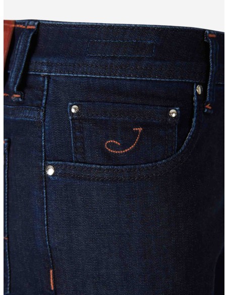 Jacob Cohën Jeans Bard lavado oscuro detalles rojos