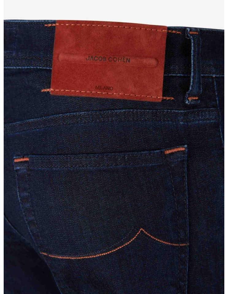 Jacob Cohën Jeans Bard lavado oscuro detalles rojos