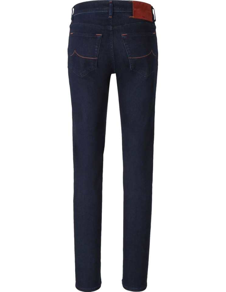 Jacob Cohën Jeans Bard lavado oscuro detalles rojos