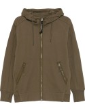 C.P. COMPANY sudadera verde oliva con cremallera capucha y gafas