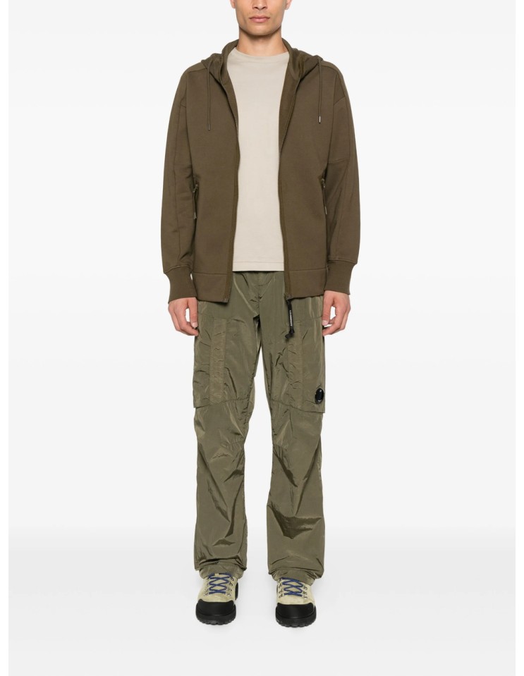 C.P. COMPANY sudadera verde oliva con cremallera capucha y gafas
