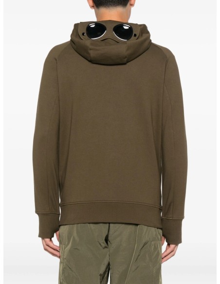 C.P. COMPANY sudadera verde oliva con cremallera capucha y gafas