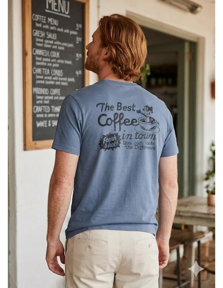 BOWERY Camiseta Best Coffe azul