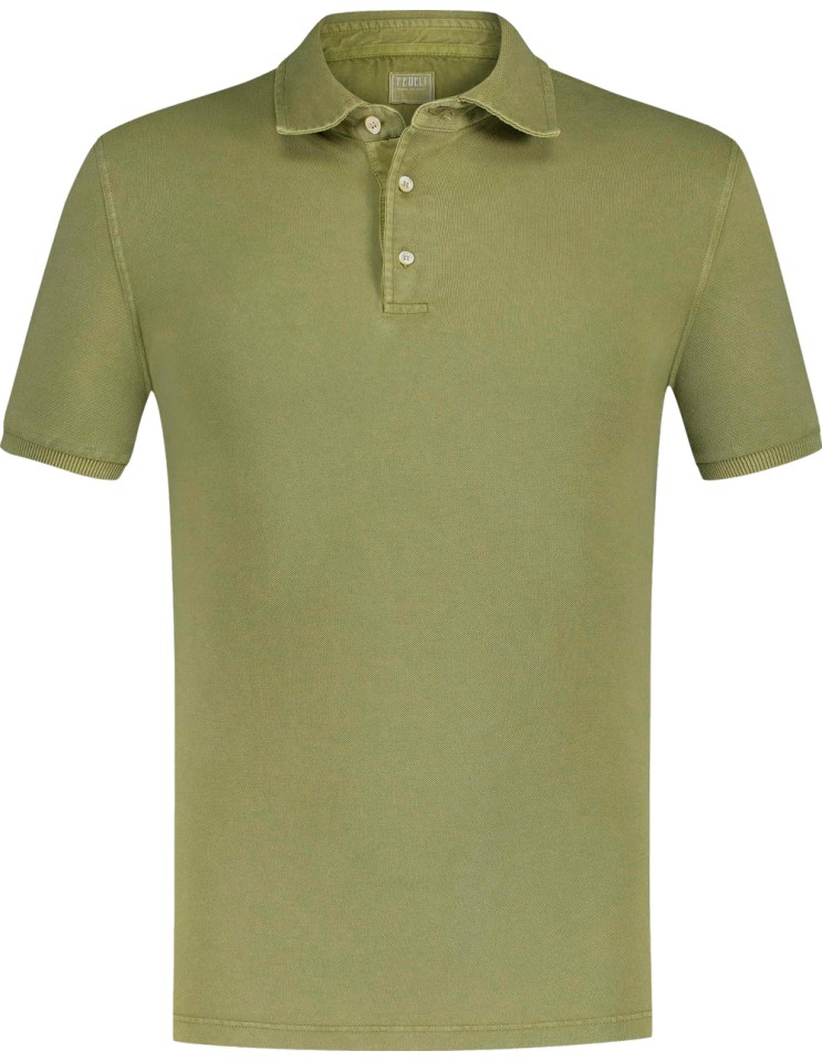 Polo manga corta north Fedeli piqué de algodón verde albahaca | Ego Madrid