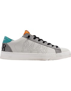 P448 zapatillas hombre John blanco naranja y verde agua