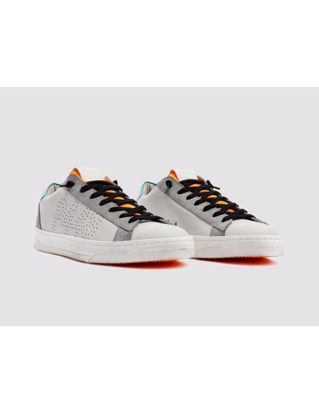 P448 zapatillas hombre John blanco naranja y verde agua