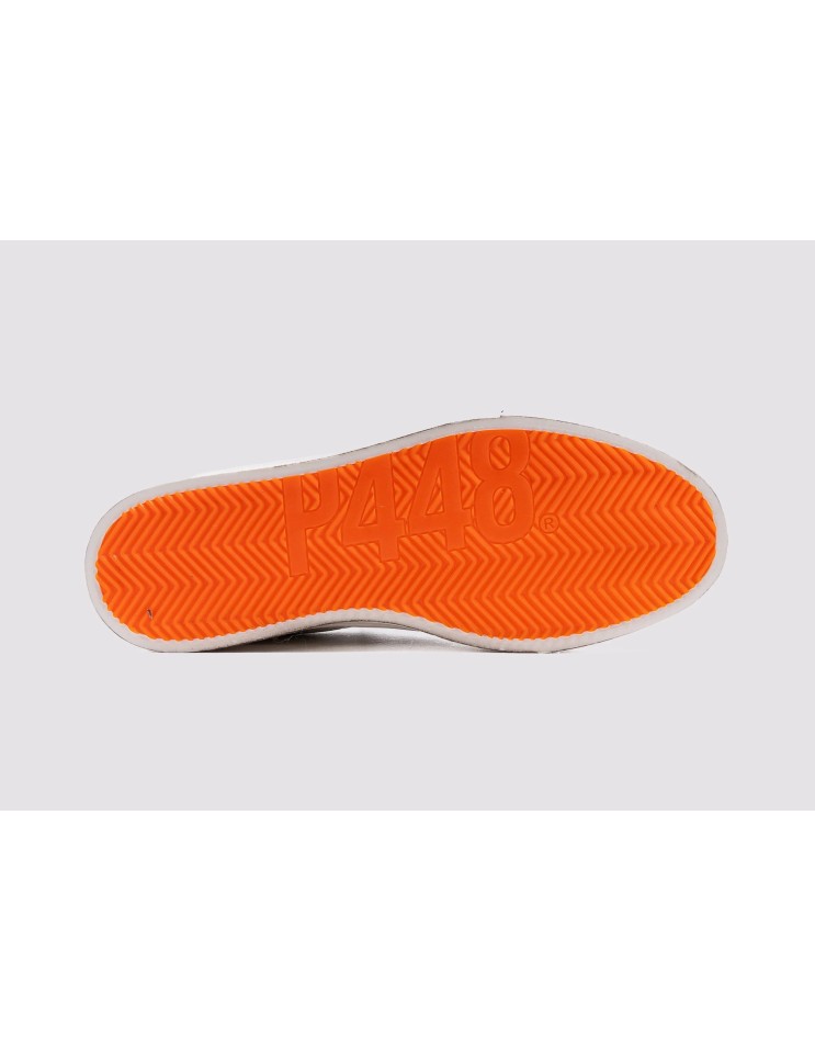 P448 zapatillas hombre John blanco naranja y verde agua