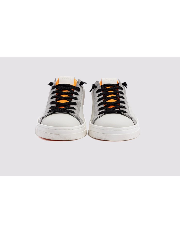 P448 zapatillas hombre John blanco naranja y verde agua
