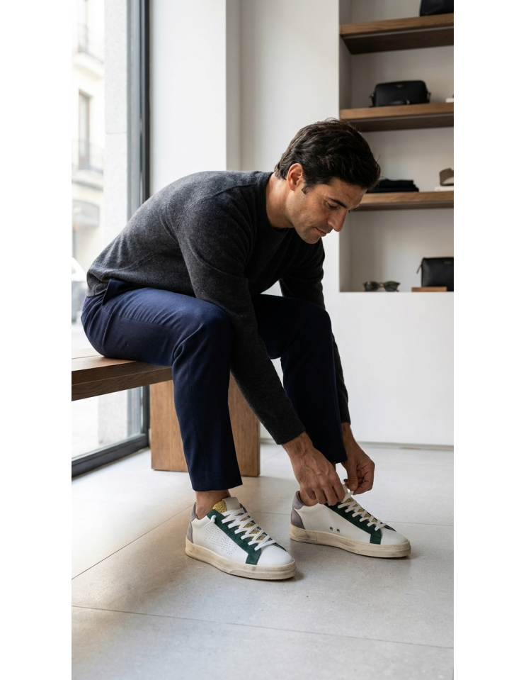 P448 zapatillas JackC blanco verde y gris