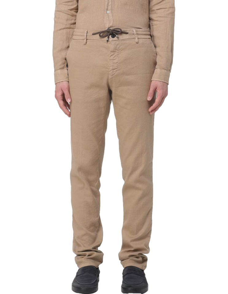 MASON'S Pantalón chino slim lino-algodón con cordones