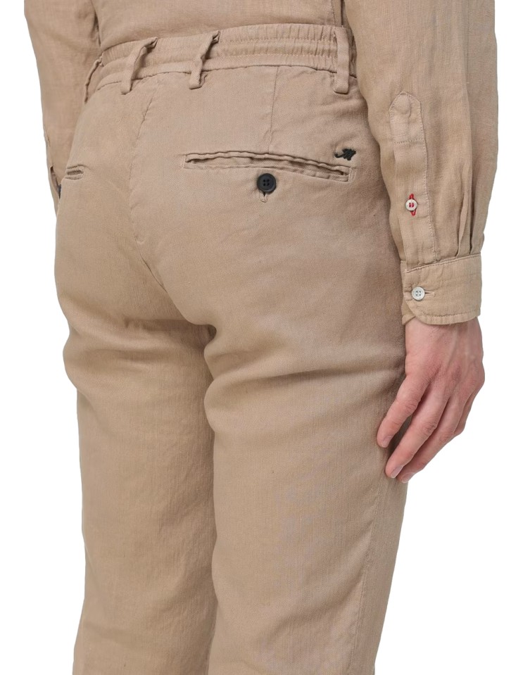 MASON'S Pantalón chino slim lino-algodón con cordones