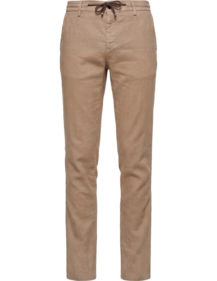 MASON'S Pantalón chino Milano jogger slim lino-algodón con cordones color beige