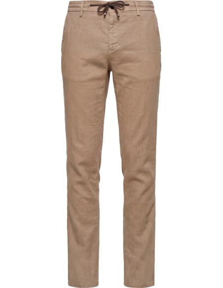 MASON'S Pantalón chino Milano jogger slim lino-algodón con cordones color beige
