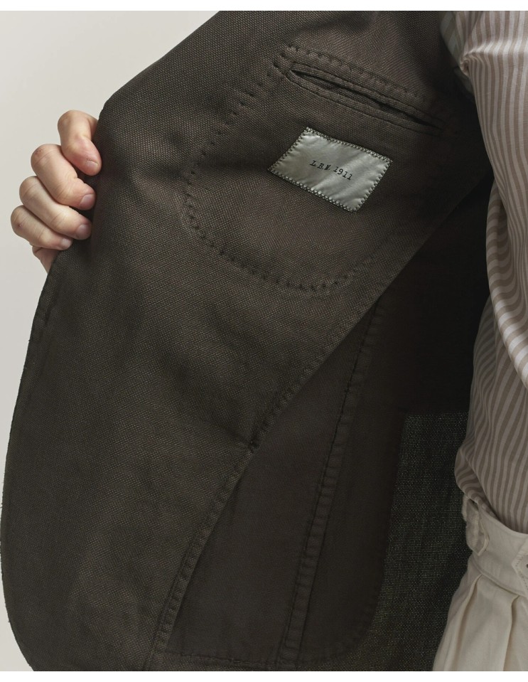 Chaqueta marrón L.B.M. 1911 de algodón lavado y corte regular detalle interior