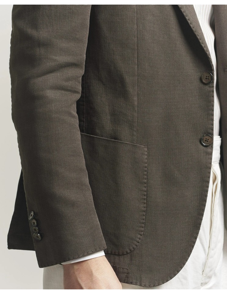 Chaqueta marrón L.B.M. 1911 de algodón lavado y corte regular detalle bolsillo