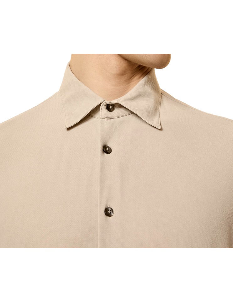 RRD camisa micro piqué tecno wash beige detalle cuello