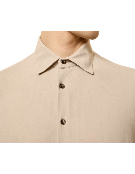 RRD camisa micro piqué tecno wash beige detalle cuello