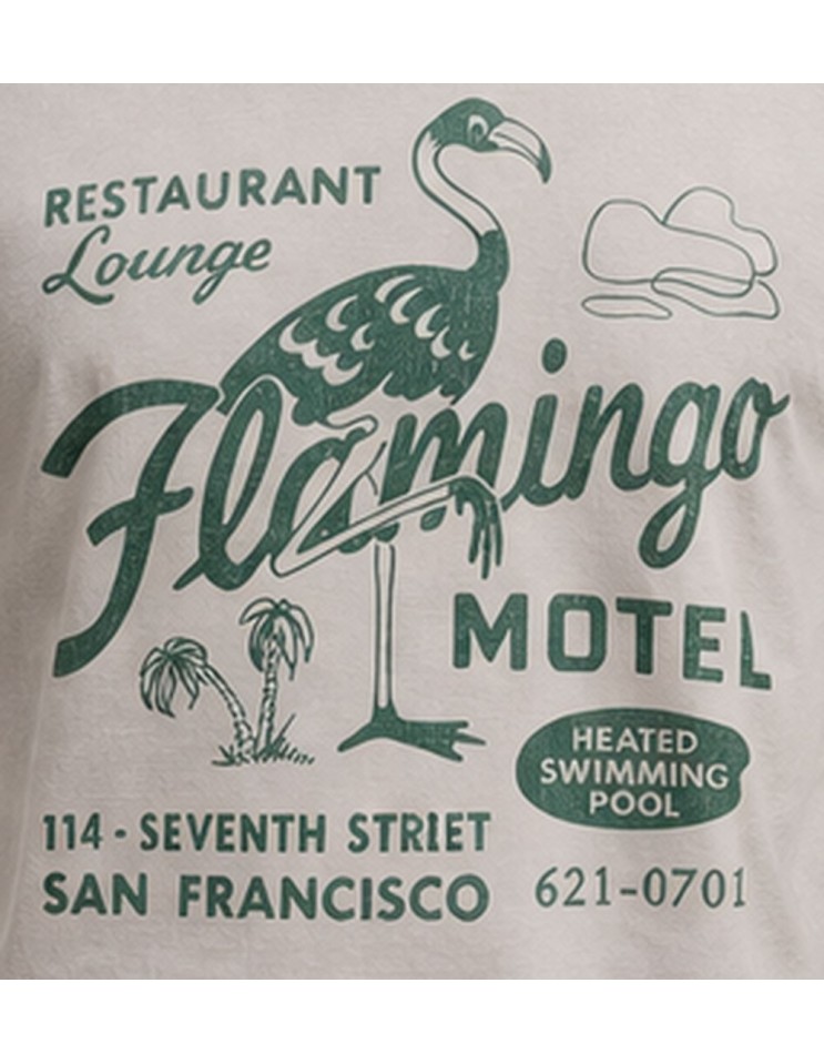 Camiseta Bowery para hombre manga corta lavanda con estampado flamingo detalle estampado