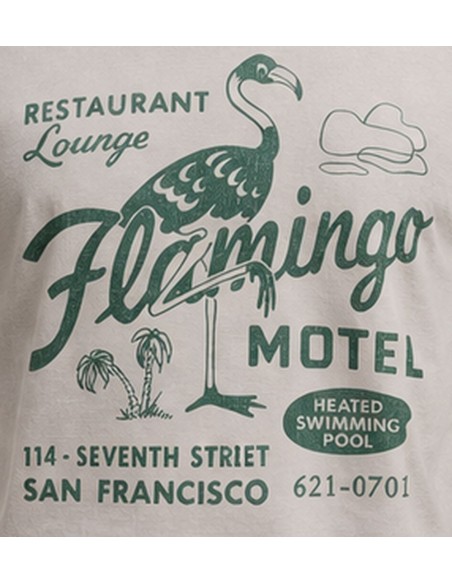 Camiseta Bowery para hombre manga corta lavanda con estampado flamingo detalle estampado