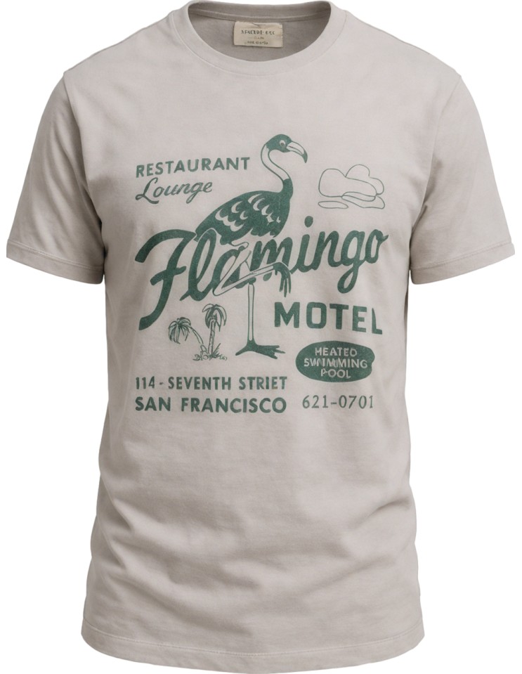 Camiseta Bowery para hombre manga corta lavanda con estampado flamingo