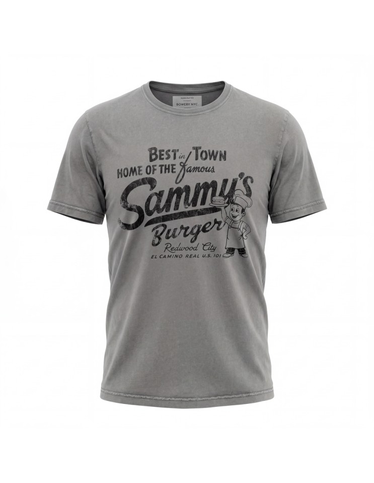 BOWERY Camiseta Sammy's Burguer gris lavado maniqui fantasma