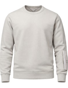 TEN C Sudadera gris claro de cuello redondo vista frontal